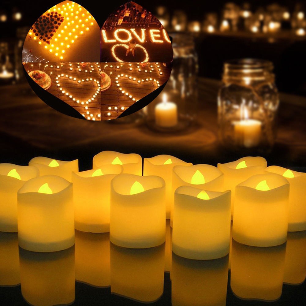 24Pcs Flameless LED Candle Lights Creative Wishing Led Tea Lamp Warm White Halloween Wedding Christmas Decoration Candle Light