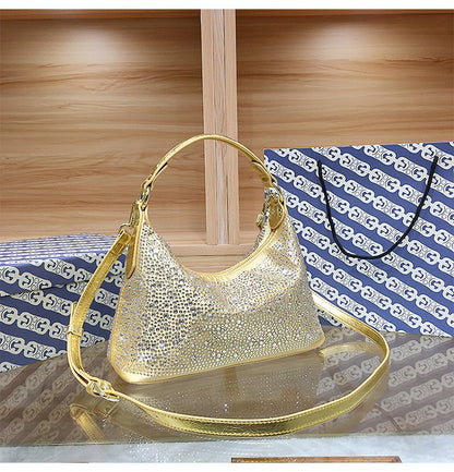 Women Evening Bag 2025 New Shiny Rhinestone Women's Shoulder Bag Fashion Luxury Dinner Party Handbag Female Crossbody Bags