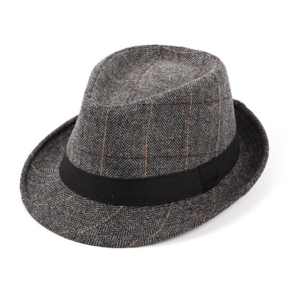 Chapéu de Lã para Casamento Primavera Verão para Homens de Meia-Idade, Casal, Moda Outono Inverno, Festa Xadrez, Design de Luxo, Chapéu Jazz Fedora para Mulheres