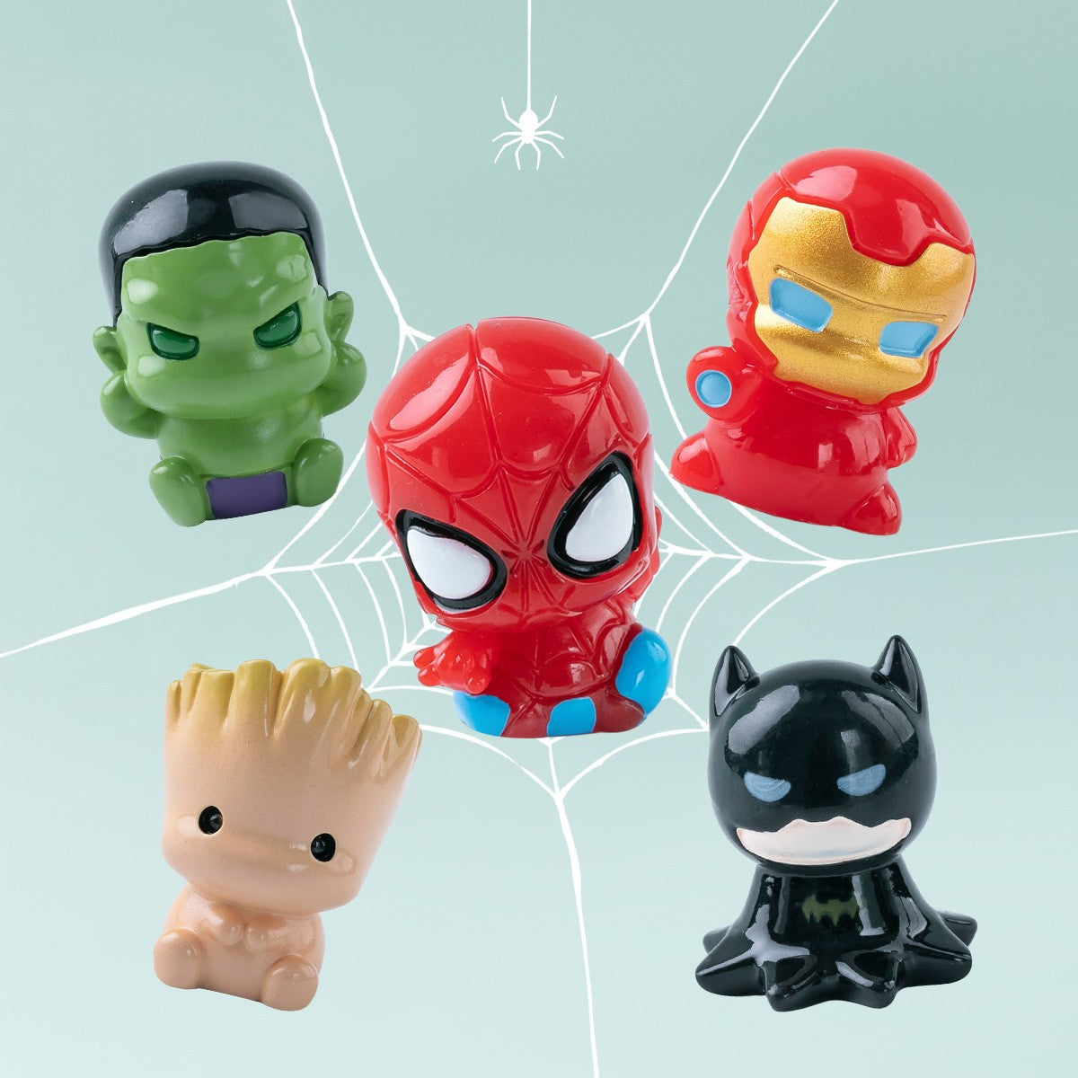 5PCS/SET Q Edition 2CM Batman Spider-Man Iron Man Groot Cartoon Action Figure Model DIY Decorative Accessories Tabletop Ornament