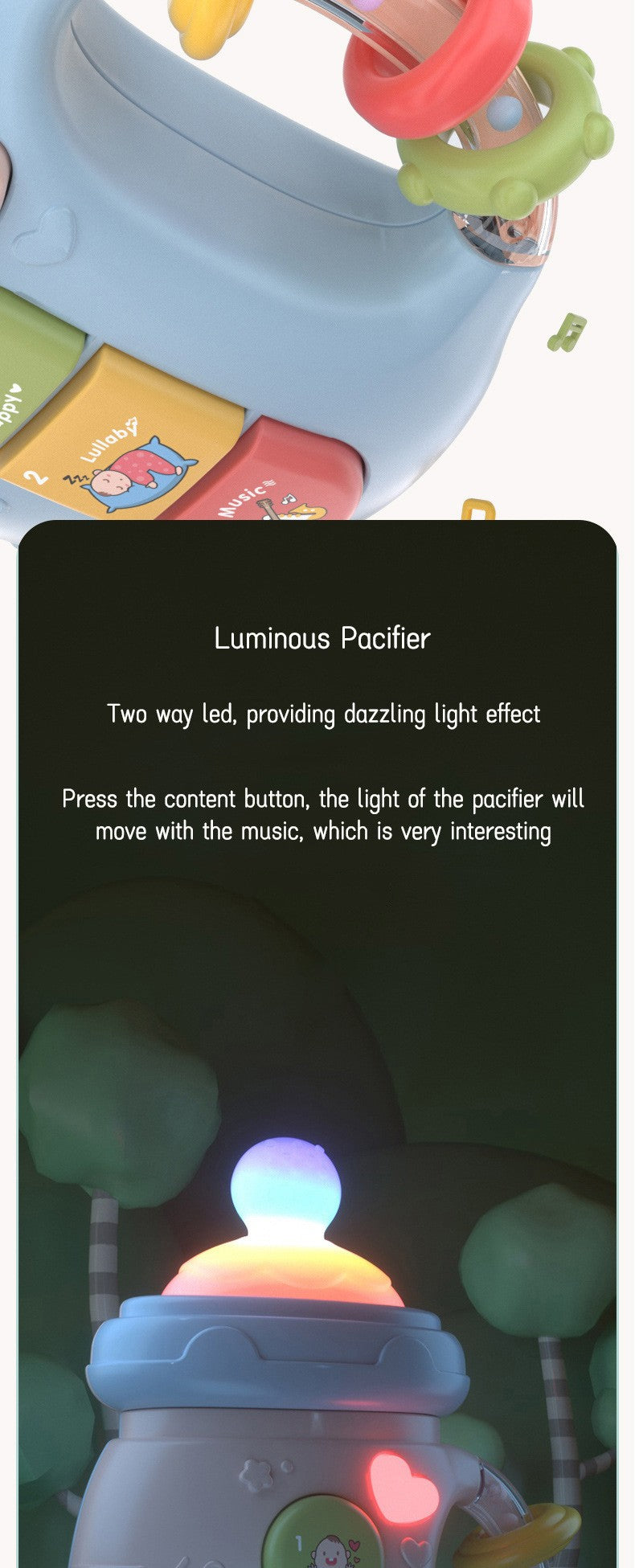 Educational Rattles Toy Musical Feeding Bottle Pacifier Newborn Soft Glue Teether Baby Mobile Rattles Toys Soothing Vocal Music