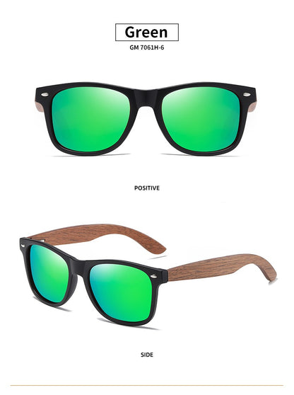 Óculos de Sol GM Ecológicos de Madeira de Nogueira Retrô UV400 Polarizados de Bambu Masculino Moderno Lente Anti-Azul 7061h