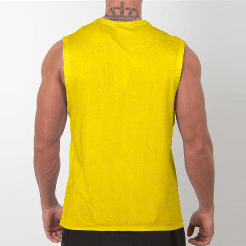 Mens Running Sleeveless Sport Tank Tops Gym Bodybuilding Fitness Workout Muscle Vests Mesh Cool Breathable Quick Dry T-Shirts