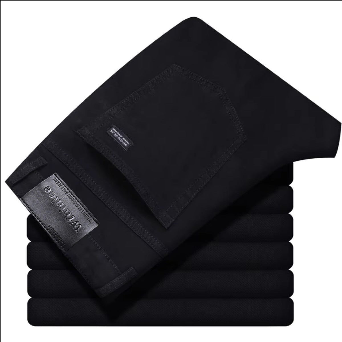 Wthinlee Calça Jeans Masculina Nova, Casual, Reta, Elástica, Moda Clássica, Azul, Preta, Trabalho, Calças Jeans Masculinas de Marca