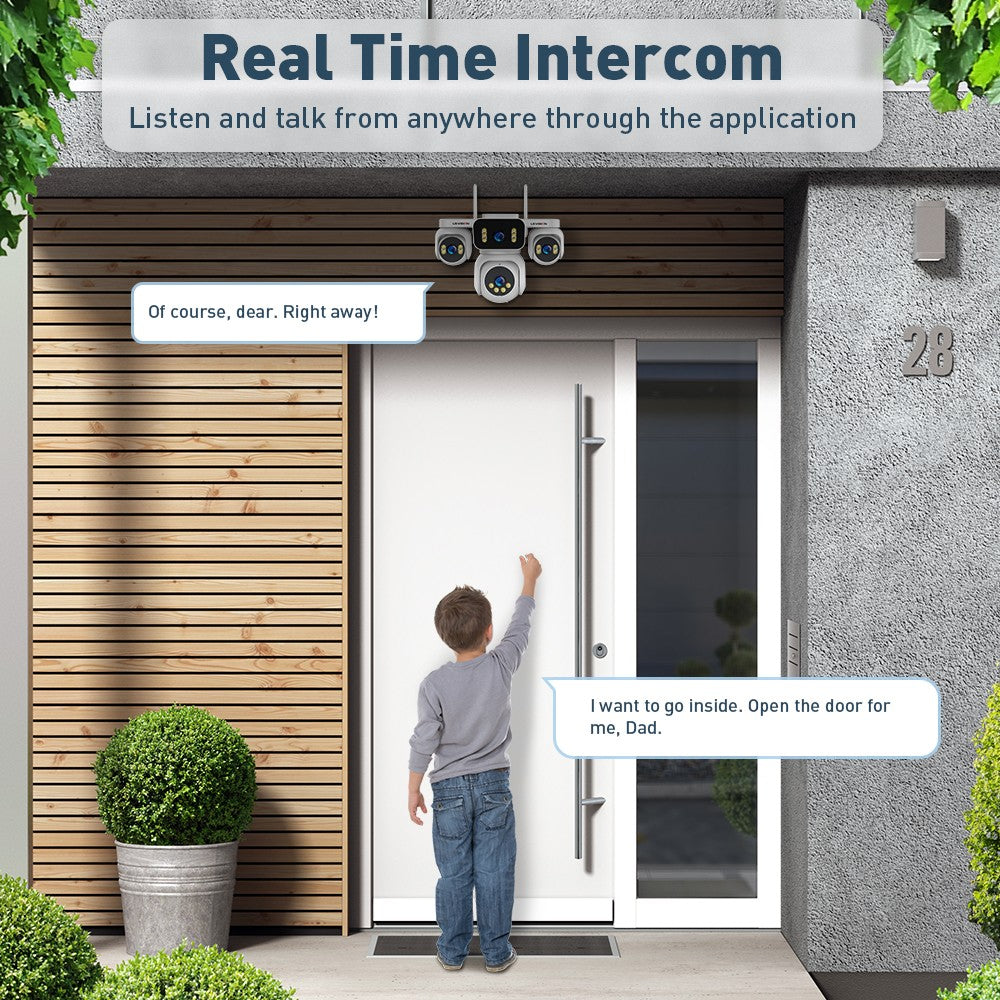 LS VISION 20MP IP Camera with 5m Cord 12X Zoom WiFi Security Cameras 4 Screens Night Vision Human Detection Auto Tracking HiEasy