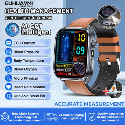 2025 Novo Smartwatch Masculino AI Diagosis ECG Saúde Pressão Arterial Lipídio Ácido Úrico AI-GPT Respostas Inteligentes Saúde Smartwatch Para Homens