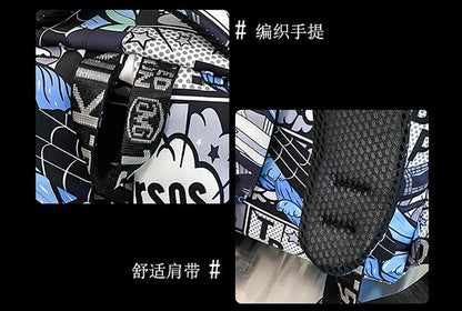 Anime Male and Female High-capacity One Piece Luffy Graffiti Printed Backpack for Middle High Students School Bag