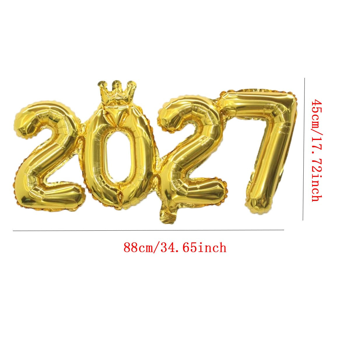Gold Silver Crown 2027 Number Foil Balloons New Year 2027 Christmas Decorations New Year Party Supplies
