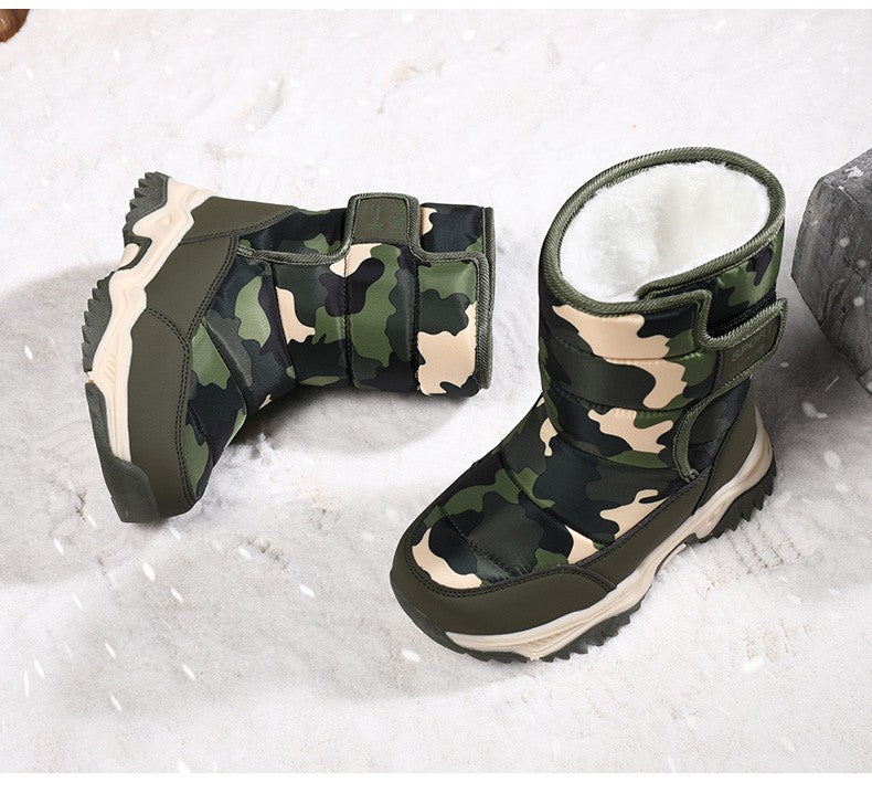 2025 Winter Children Shoes Plush Waterproof Fabric Non-Slip Girl Shoes Rubber Sole Snow Boots Fashion Warm Outdoor Boots