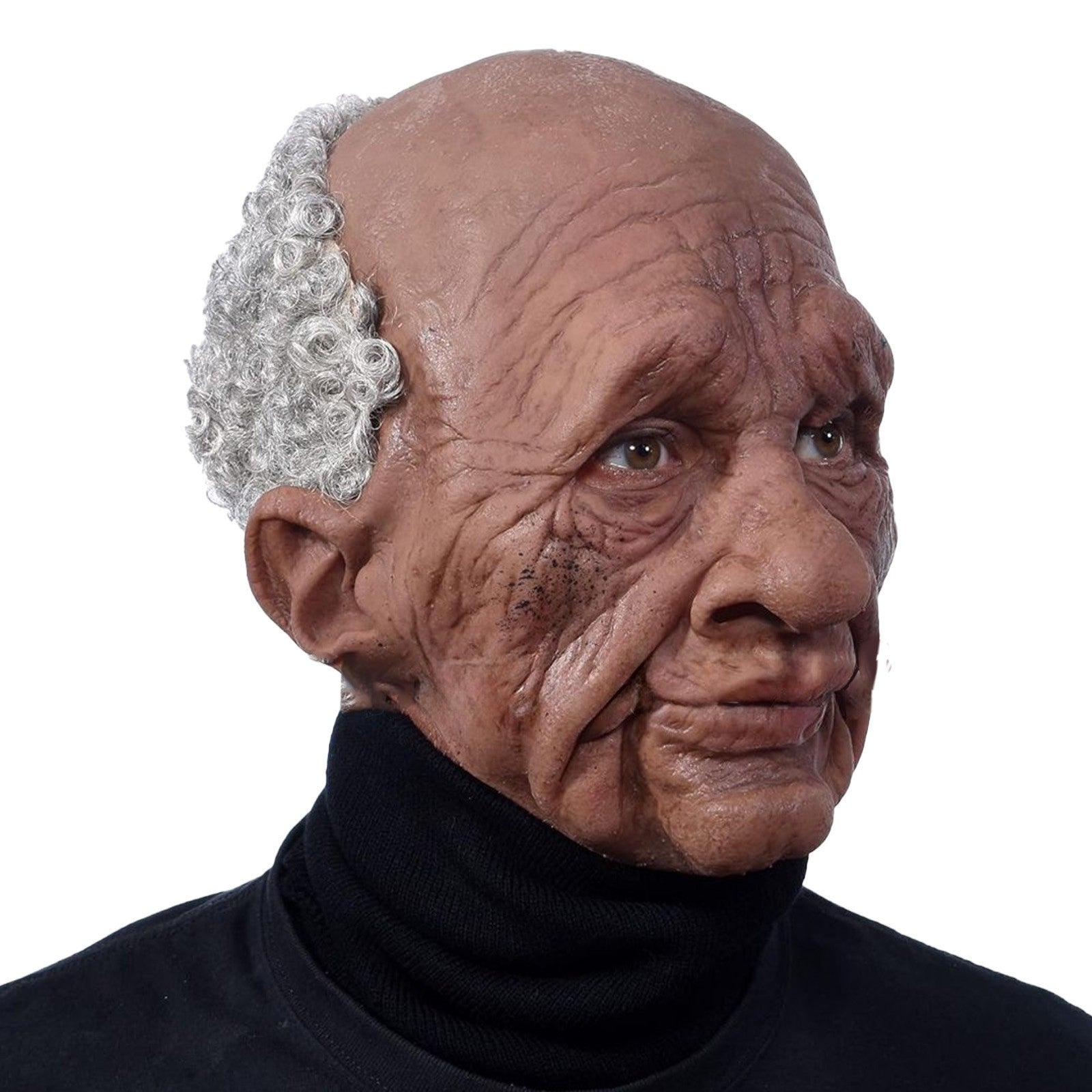 Black Elderly Woman Man Mask Wrinkle Full for Head Mask Grandpa/Grandma Face Novelty Mask Halloween Party Cosplay Props Supplies