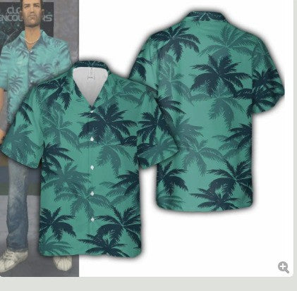 Summer Game GTA Grand Theft Auto Same Shirt Hawaiian Beach Short Sleeve 3D Digital Printing