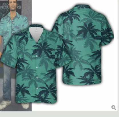 Summer Game GTA Grand Theft Auto Same Shirt Hawaiian Beach Short Sleeve 3D Digital Printing