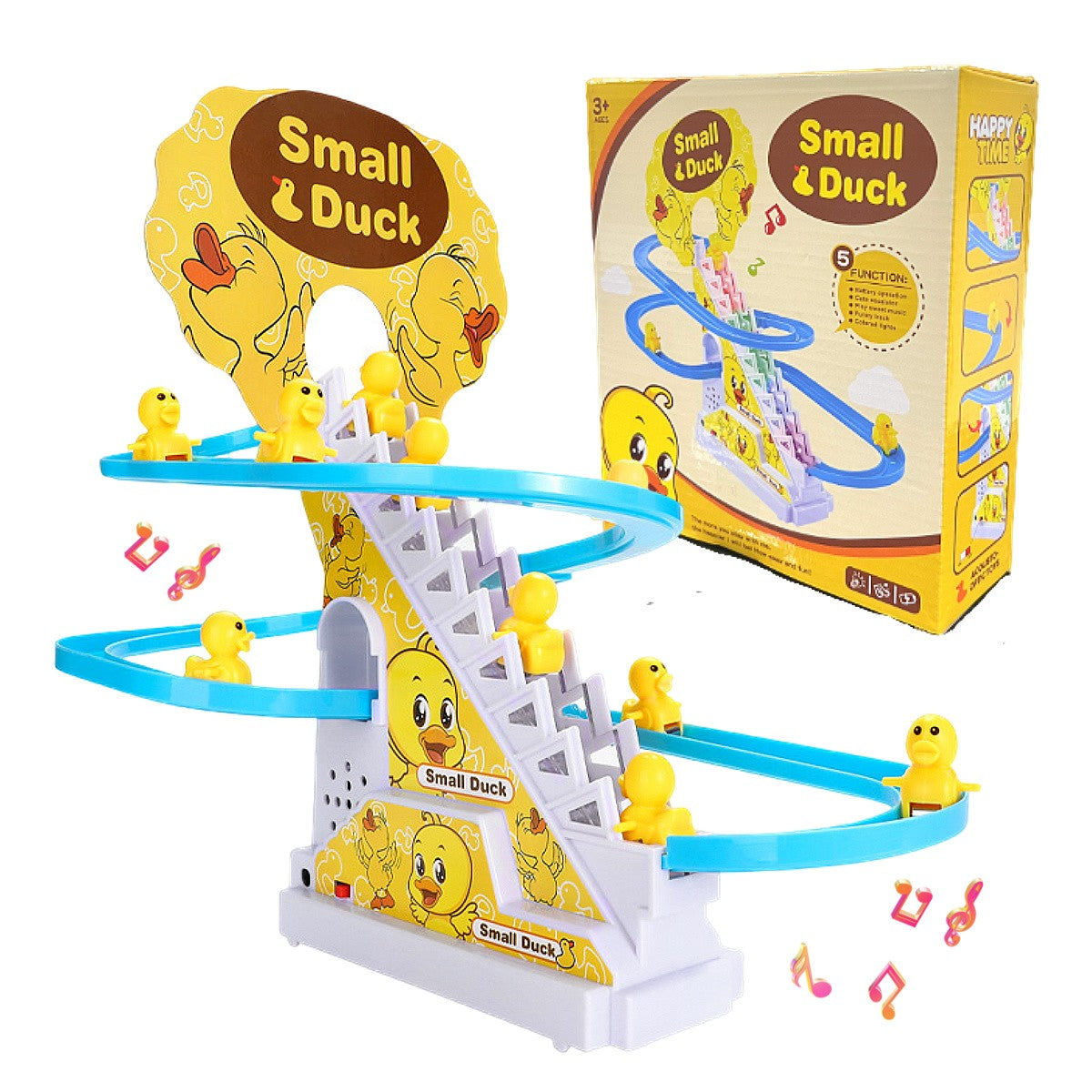 Brinquedo Ducky Escalada de Escadas com Luzes e Música, Pista de Deslize para Crianças, Brinquedo de Pista Divertido e Fofo, Perfeito para Presentes de Aniversário