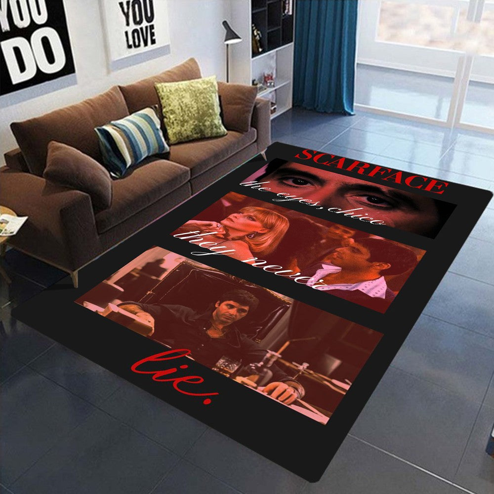 Retro S-Scarface Themed NonSlip Carpet for Living Room Sofa Decor Modern Rug Floor Mat for Men Bedroom Durable Area Rugs