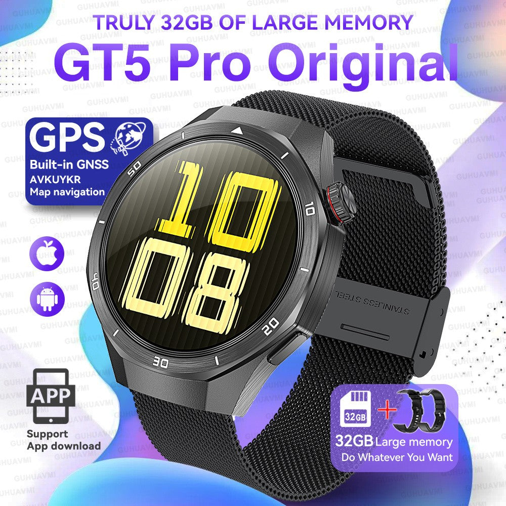 GT5 Pro Smart Watch Global Version 32GB Memory GPS navigation NFC Music Video play Call Titanium alloy Waterproof Smartwatch 5