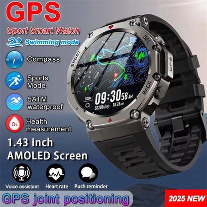 T-Rex 3 Ultra Built-in Dual-band GPS Smartwatch 5ATM Waterproof 48mm AMOLED Compass 170+ Sport Durable Military Smart Watch 2025