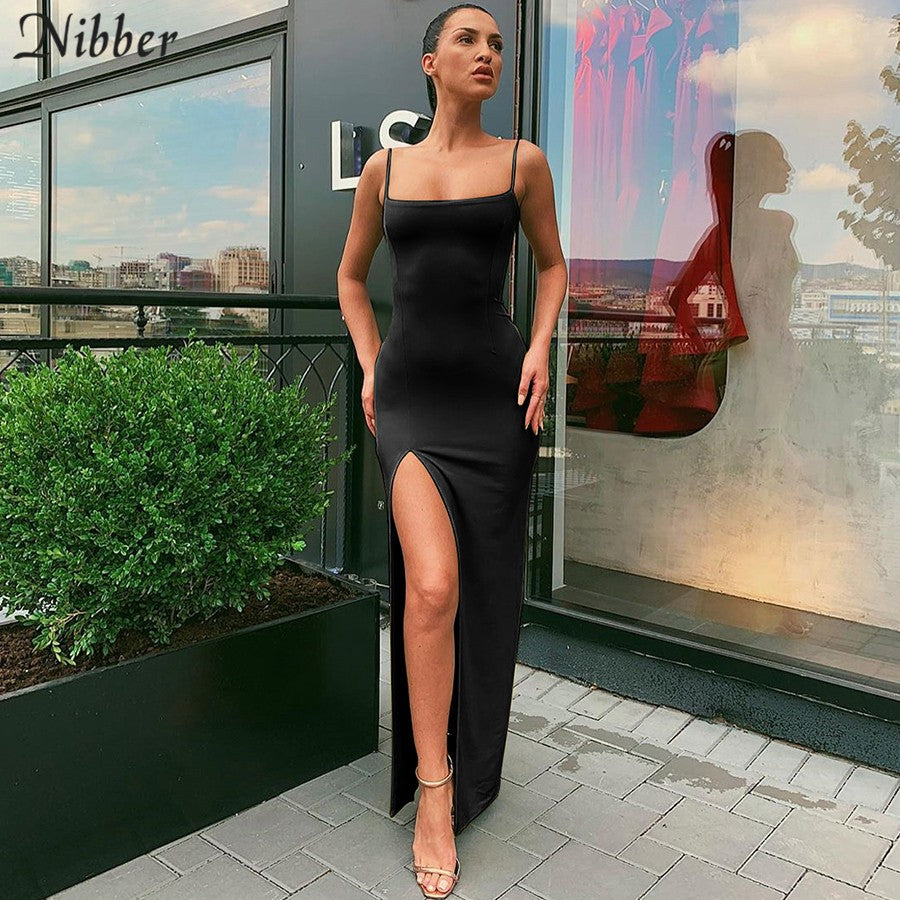 Nibber red black New year christmas party long dresses women spring Basic bodyco