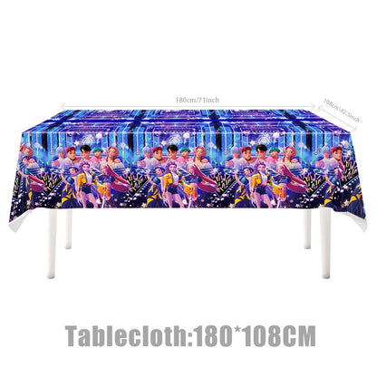 Hot K-Pop Birthday Party Decoration Set Kids Tableware Balloons Cups Plates Napkins Cake Topper Banner Gift Bag - Party Supplies