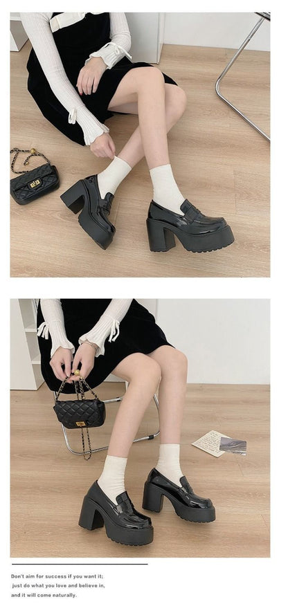 autumn Platform Mary Jane Shoes Ladies Hot Sale High Heels Loafers Women Shoes Retro Chunky Heels Pumps Woman Uniform College