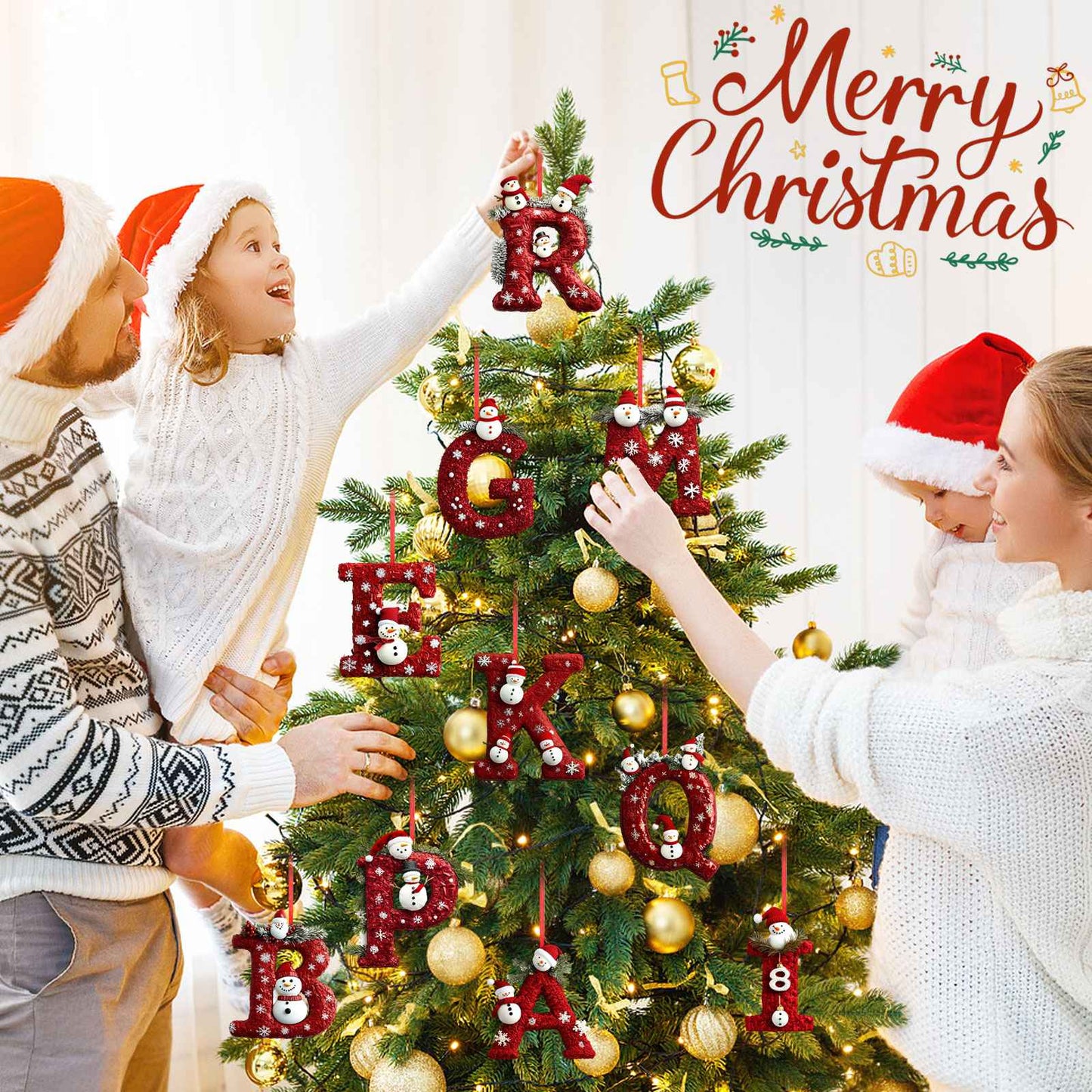26 Letter Christmas Tree Hanging Personalized Christmas Letter Decoration Holiday Ornaments Christmas Tree Ornaments 2025
