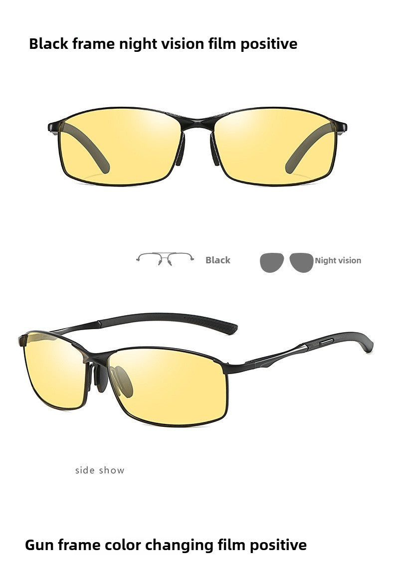 Óculos de Sol Polarizados com Armação de Metal e Lentes Fotocromáticas, Visão Noturna, Adequados para Esportes, Ciclismo, Pesca, Condução e Acampamento