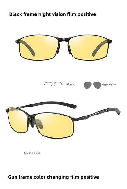 Óculos de Sol Polarizados com Armação de Metal e Lentes Fotocromáticas, Visão Noturna, Adequados para Esportes, Ciclismo, Pesca, Condução e Acampamento