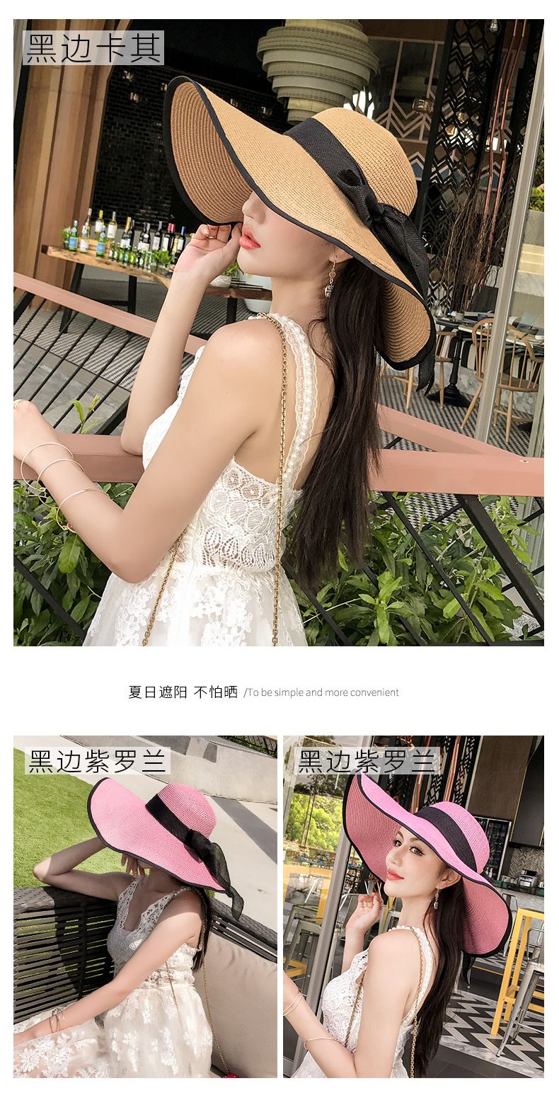 Summer Woman Hat Wide Brim Straw Hat For Women Holiday Beach Visor Fashion Panama Cap For Girl Sunscreen Sun Bucket Hat Foldable