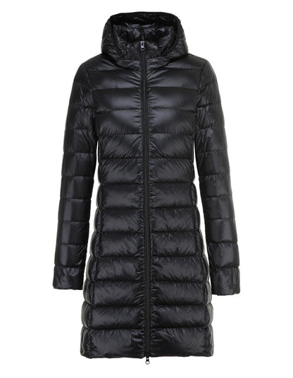 5XL 4XL Plus Long Down Jacket Women Winter Ultra Light Down Jacket Women With Hooded Down Coat Female Hat Detachable