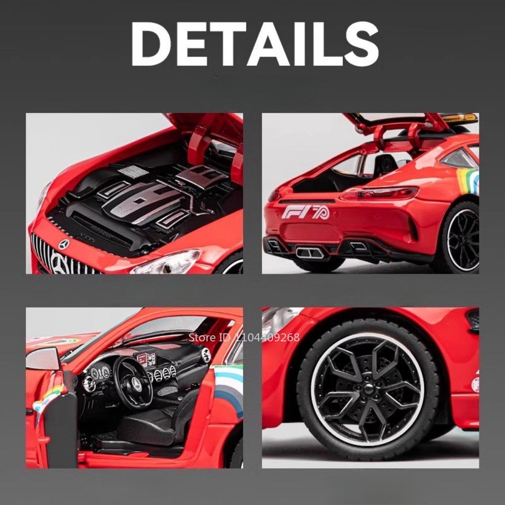 1:24 GTR F1 Segurança 300SL Carro Esportivo Modelo Brinquedo Liga Fundido Som Luz Amortecedor Modelos de Veículos em Miniatura Coleção Presente