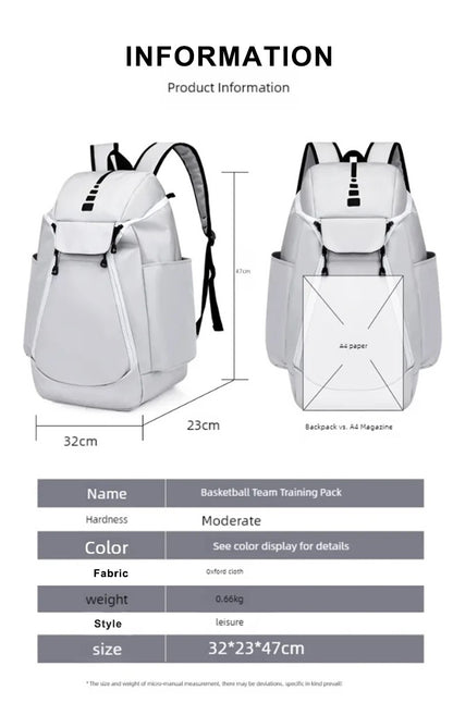 Mochila de basquete de grande capacidade com logotipo personalizado, bolsa de treinamento multifuncional para atividades ao ar livre com número impresso, bolsa esportiva de basquete e futebol