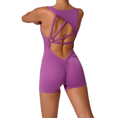 Sportswear Woman Gym Fitness Overalls Sporty Jumpsuit Women NEW Sport Set Women Yoga Clothes One Piece Outfit Purple Red
