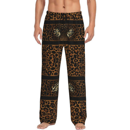Custom Leopard Print Pajama Pants Men's Animal Skin Sleepwear Lounge Sleep Bottoms Stretch with Pockets