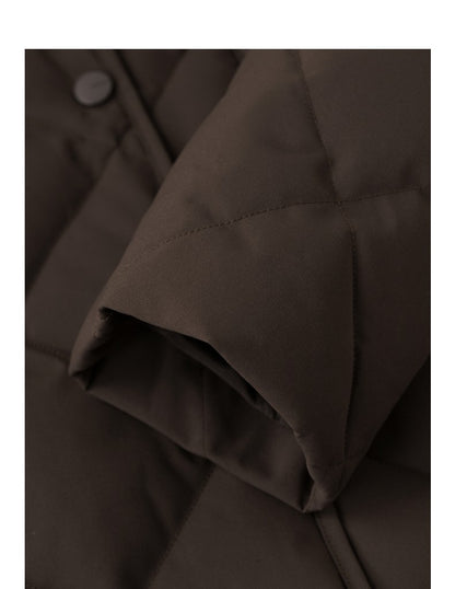 TOYOUTH Womens Down Coat 2024 Winter New Fur Collar Single Breasted Button Medium Thick Long Coat