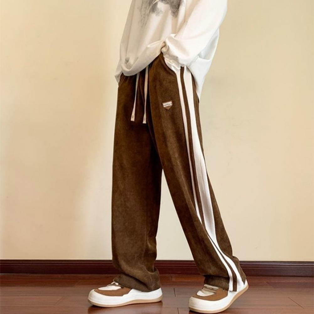 Casual Loose Fit Trousers Men's Thick Plush Wide Leg Sweatpants with Drawstring Waist Casual Streetwear for Hip for Comfort