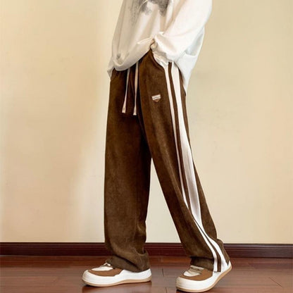 Casual Loose Fit Trousers Men's Thick Plush Wide Leg Sweatpants with Drawstring Waist Casual Streetwear for Hip for Comfort