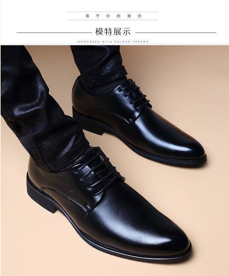Men Wedding Leather Business Men's Dress Pointed Casual Youth British Style Inner Heightening Spring 2024 New Arrivals Shoes