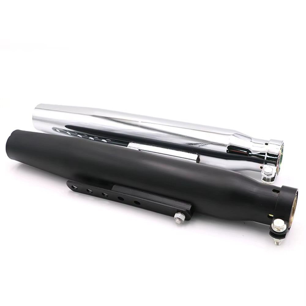 Black Silver Universal Motorcycle Cafe Racer Exhaust Pipe with Sliding Bracket Muffler For Harley Cafe Racer Custom