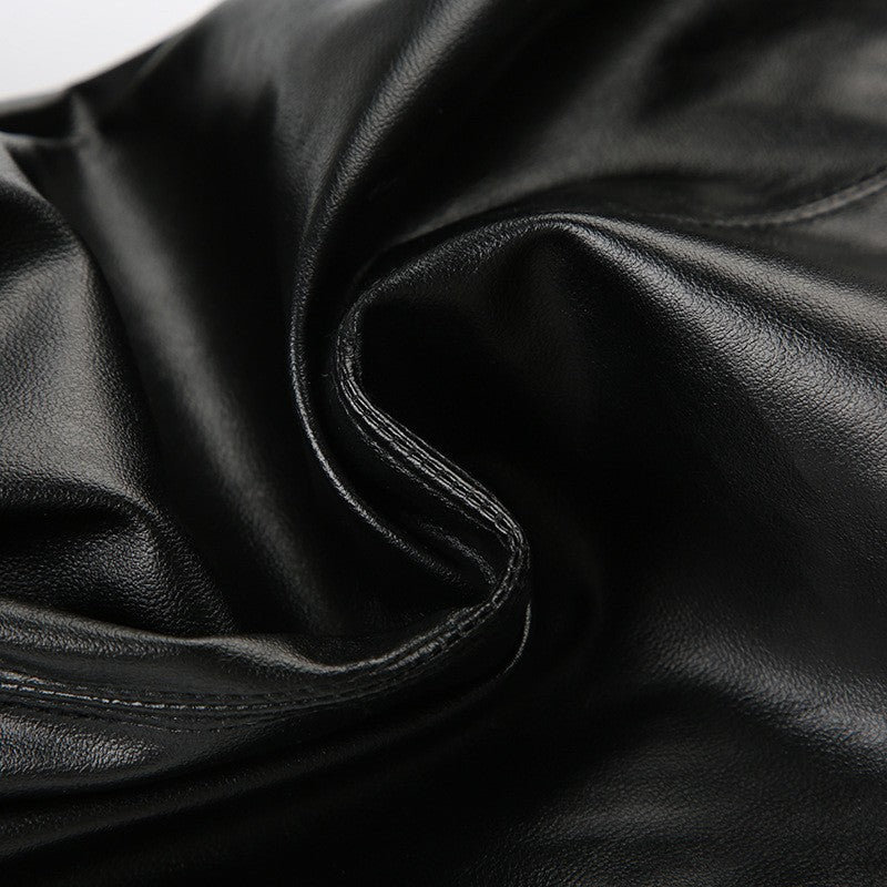 PU Leather Flare Pant Goth Buckle Lace Patchwork Pants Women Fashion Y2K Streetwear Vintage Aesthetics Casual Pants Trousers