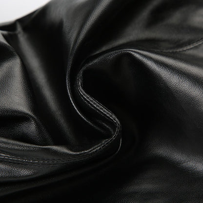 PU Leather Flare Pant Goth Buckle Lace Patchwork Pants Women Fashion Y2K Streetwear Vintage Aesthetics Casual Pants Trousers