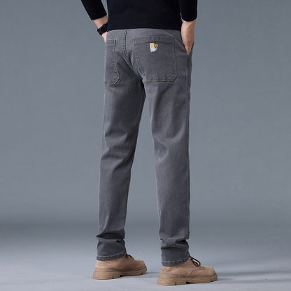 Fashion Print Six-Pocket Jeans Small Straight Cut Style Men's Casual Comfortable Fit Clothing