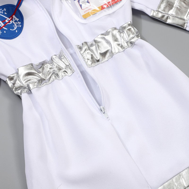 Kids Astronaut Suit Space Costume Halloween Cosplay Party Outfit for Boys Girls School Performance Wear with Hat and Gloves