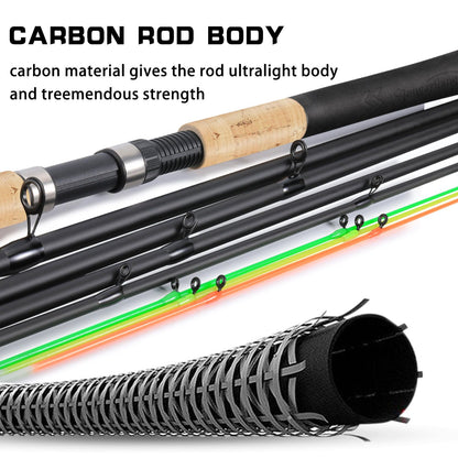 Varas de pesca Sougayilang Feeder ultraleves de fibra de carbono para pesca de carpa com tração máxima de 15 kg com potência L M H para pesca de robalos, carpas e trutas