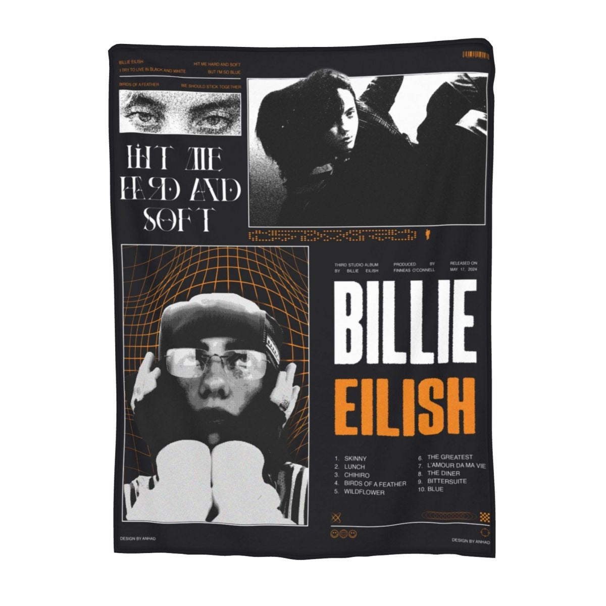 Manta de Lã Hit Me Hard And Soft Merch Billie Macia e Aconchegante para Carro e Quilt