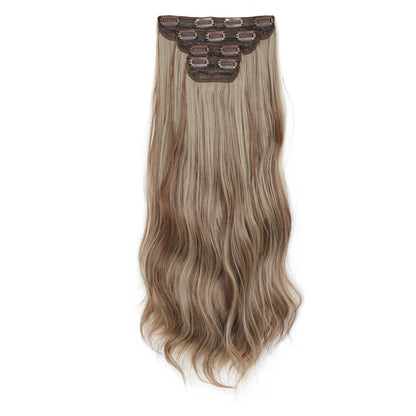 Apliques de cabelo sintéticos ondulados loiros 27/613 de 61 cm (24 polegadas) com presilhas brancas, 4 peças/lote, 220g, fibra resistente ao calor