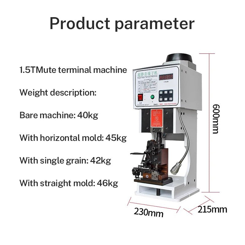 Zten 1.5T 2T Automatic Flat Cable Electric Crimper Tool Low Noise Wire Terminals Crimping Machine Multiple Connectors Support