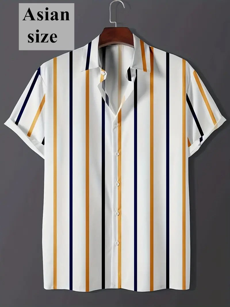 3d Print Hawaiian Beach Shirts Summer Men Shirt Fashion Striped Shirt Men Fashion Streetwear Short Sleeve Blouse Vacation Tops