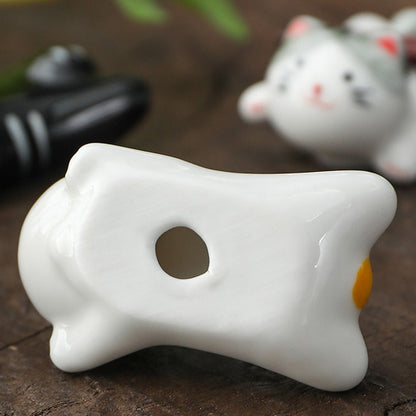 Descanso para Hashi em Formato de Gato de Cerâmica Suporte para Talheres de Cozinha Descanso para Colher Garfo Almofada Suporte de Armazenamento