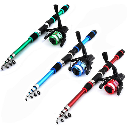 Kit Completo de Vara de Pesca com Vara Telescópica e Molinete Iscas Anzóis Kit de Pesca para Viagem