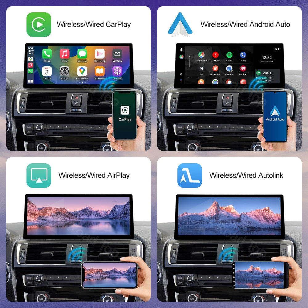 12.3inch Ultra Thin Screen For BMW 1/2/3/4 Series F20 F21 F22 F23 F30 F31 F33 F36 CIC/NBT/EVO Wireless CarPlay Multimedia Radio