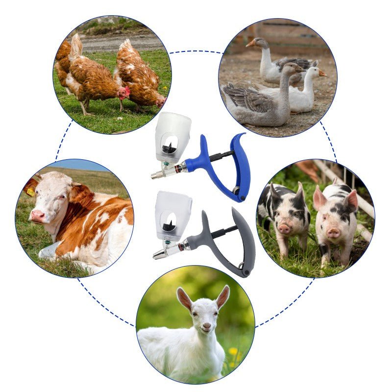 Seringa de Injeção Automática 2/5ml Seringa Veterinária Contínua Ajustável Para Aves Gado Frango Porco Boi Bovino Ovelha